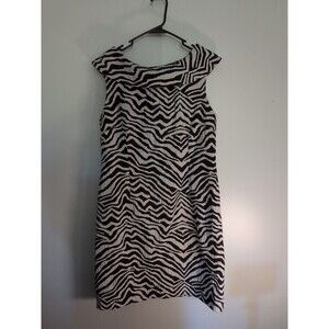 Dana Buchman Women’s Sleeveless Dress Brown & White Zebra Stripe US Size 12